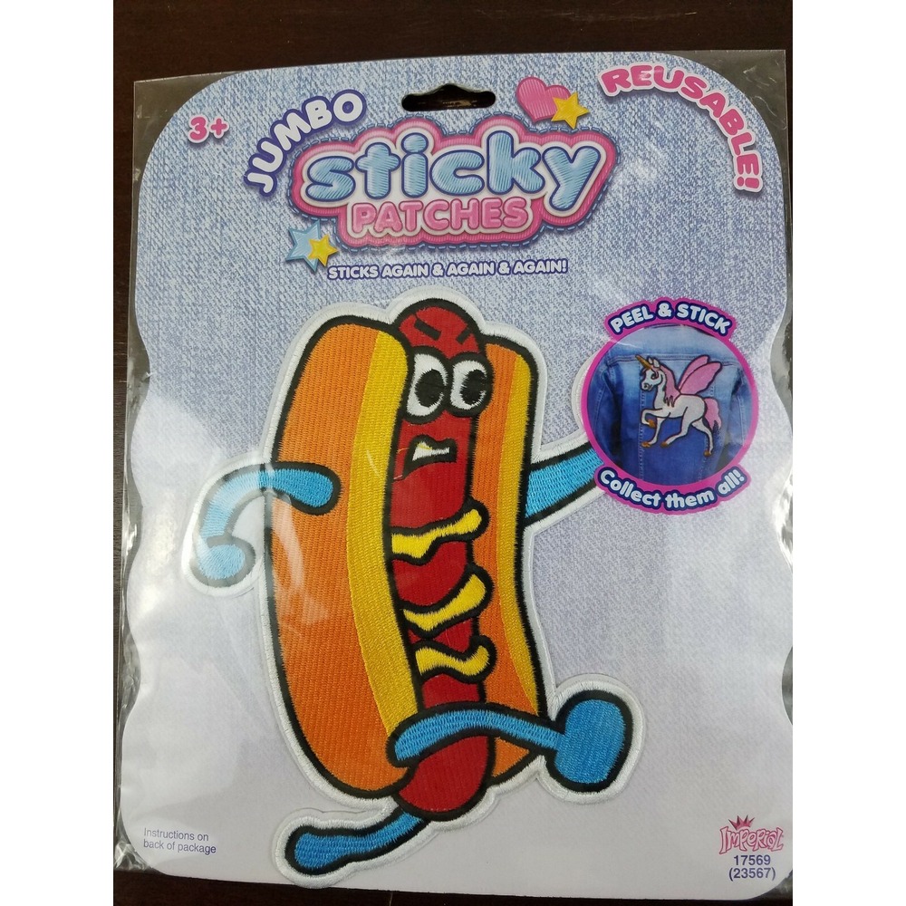 Imperial Jumbo Reusable Sticky‎ Patches Hot Dog NEW